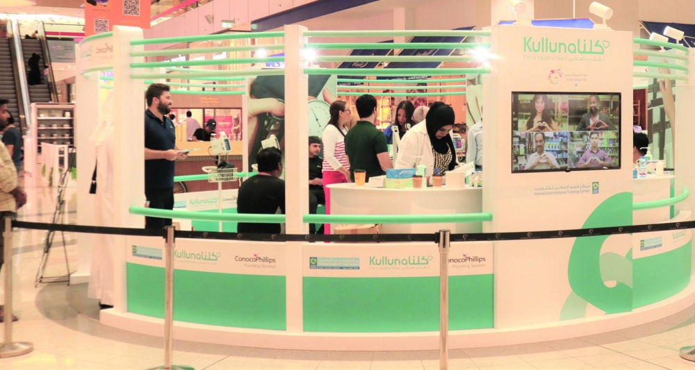 People visiting Kulluna booth at a mall.