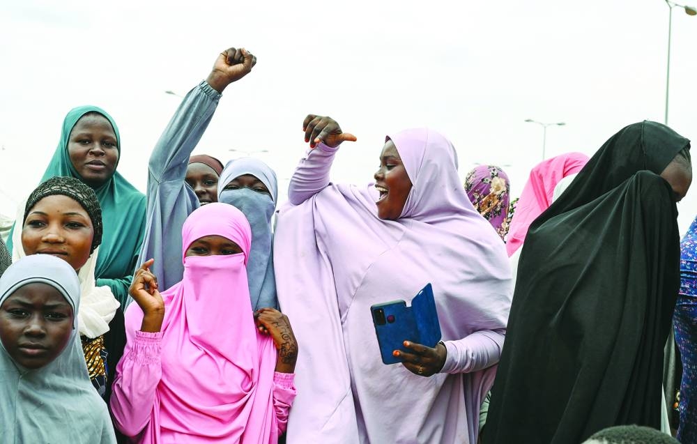 Supporters of Niger's National Council for the Safeguard of the Homeland (CNSP) gather for a demonstration in Niamey. (AFP)