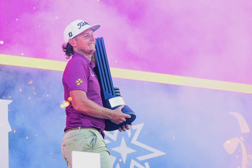 Captain Cameron Smith of Ripper GC celebrates after winning first place individual champion during day three of the LIV Golf Invitational - Bedminster at Trump National Golf Club in Bedminster, New Jersey. (AFP)