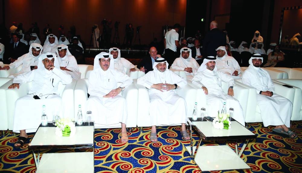 
Vice-President of Qatar Football Association (QFA) Mohamed Khalifa al-Suwaidi and General Secretary Mansour al-Ansari, QSL CEO Hani Taleb Ballan, Secretary-General of Expo 2023 Doha Mohamed Ali al-Khouri at the launch of new football season. 