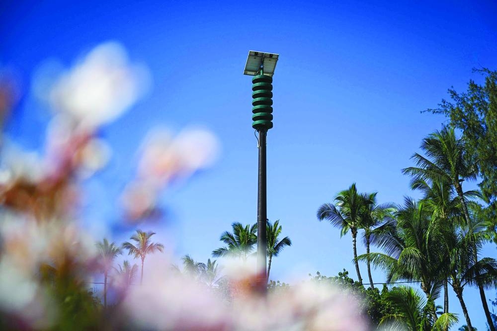 
One of the sirens that is part of the state wide emergency alert system is seen in Kihei, Hawaii. 