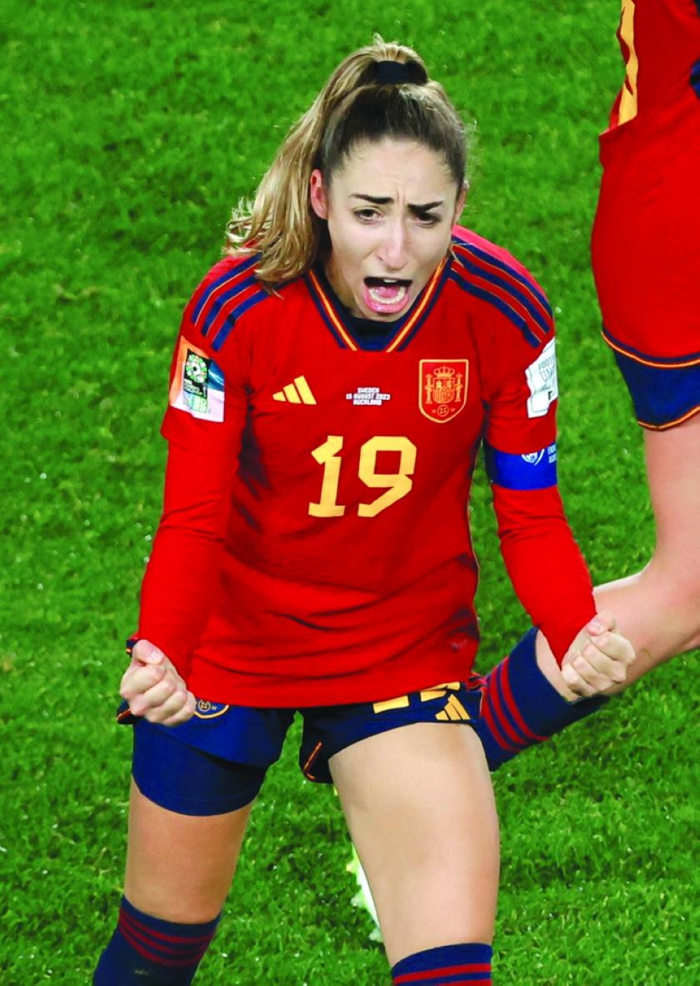 Spain’s Olga Carmona celebrates scoring her team’s second goal. (Reuters)