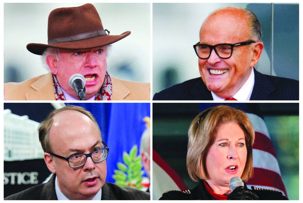 John Eastman, Jeffrey Clark, Sidney Powell and Rudy Giuliani. File photographs