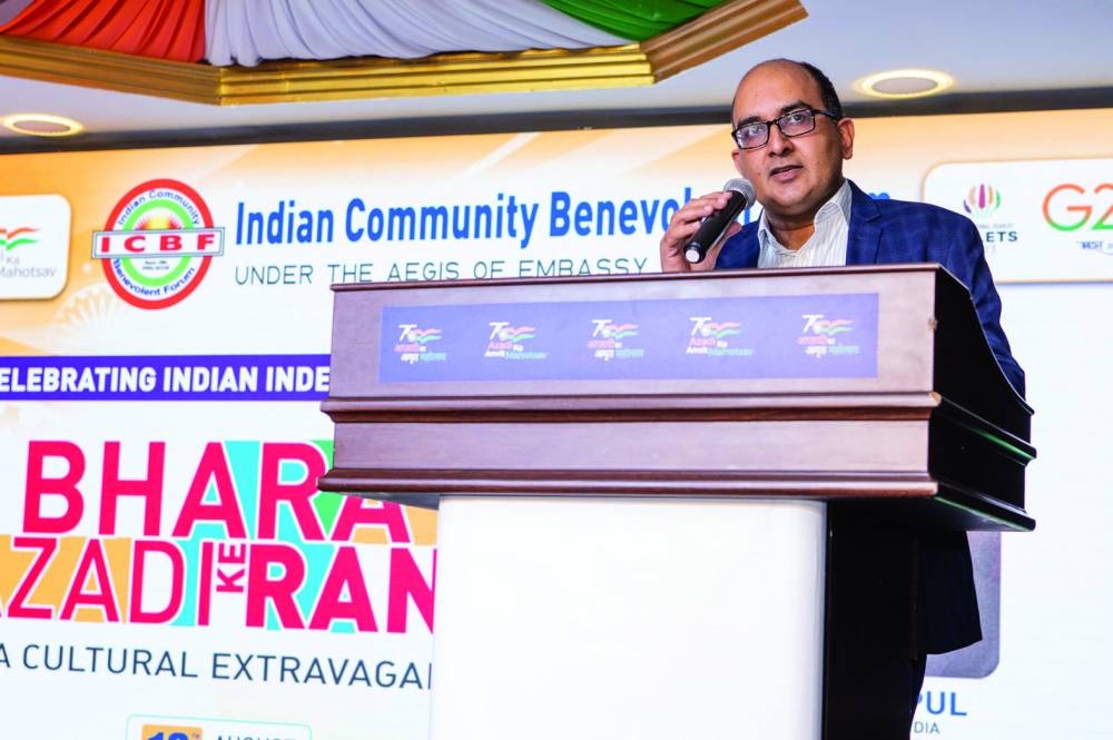 Indian ambassador Vipul addressing the gathering.