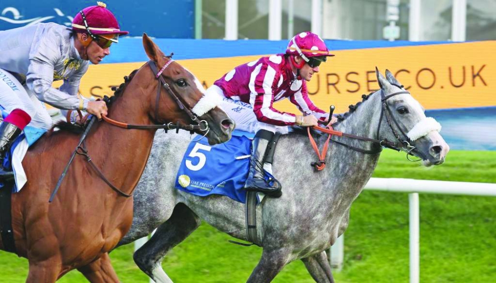 
Jockey Olivier Peslier guides Al Doha to Gr 1 (PA) UAE President Cup victory. 