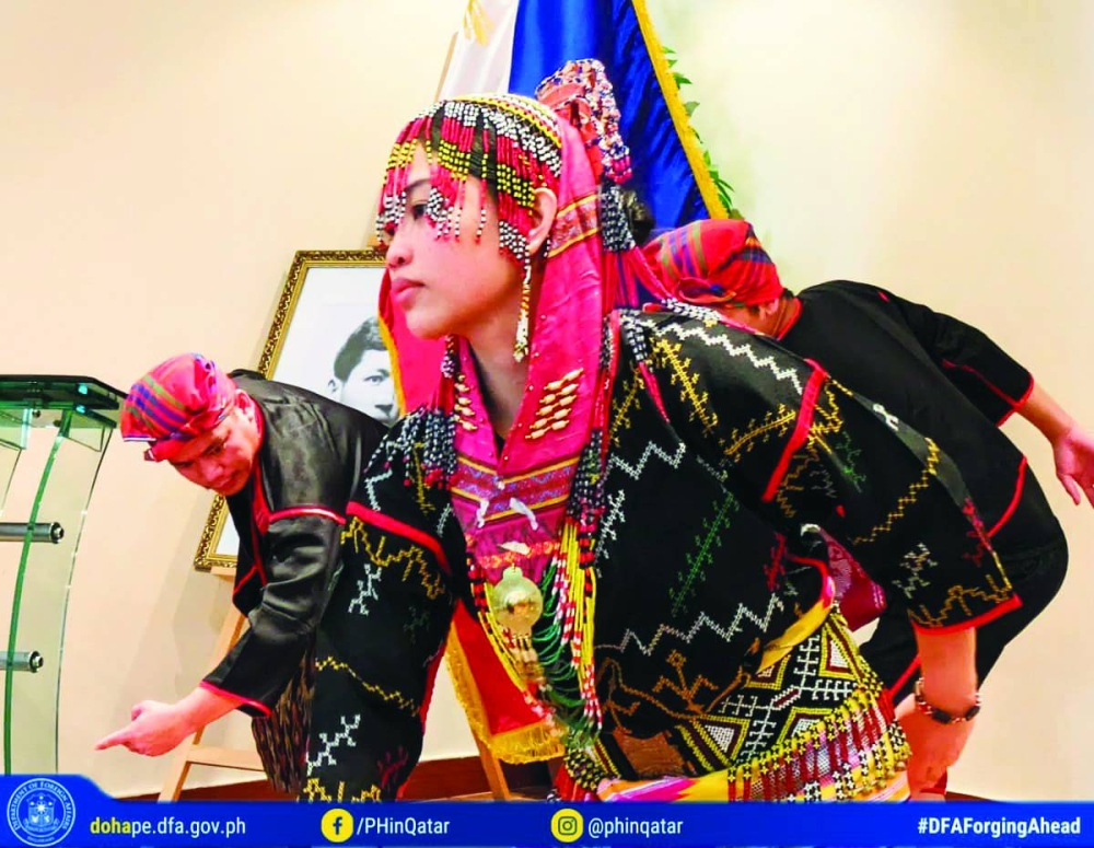 Philippine folk dance performance at the embassy in Doha.