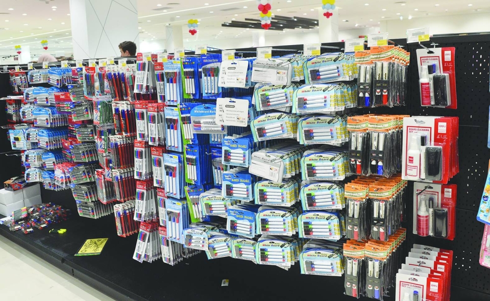 Several school and office supplies spread across the Al Rawnaq LuLu Ain Khaled branch.