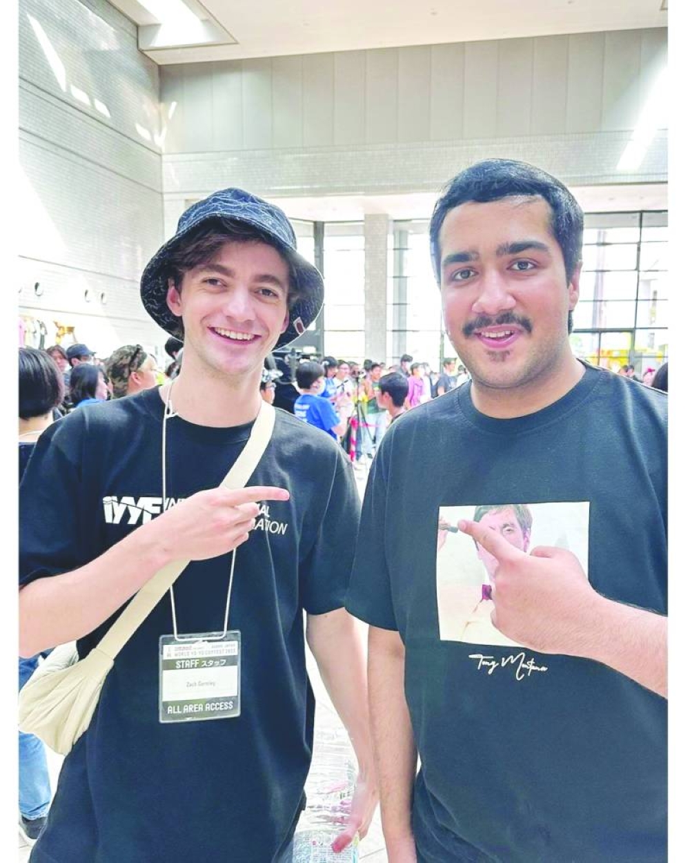 Yo-Yo competitor and performer Hamad al-Mansouri, along with another participant, at the World Professional Yo-Yo Championship 2023 in Osaka.  -screengrab from al-Mansouri's IG account.
