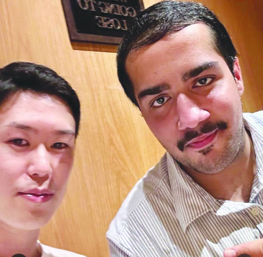 Yo-yo competitor and performer Hamad al-Mansouri (right) with four-time world champion Hiroyuki Suzuki in Osaka at the World Professional Yo-Yo Championship 2023 recently. -screengrab from al-Mansouri's IG account.