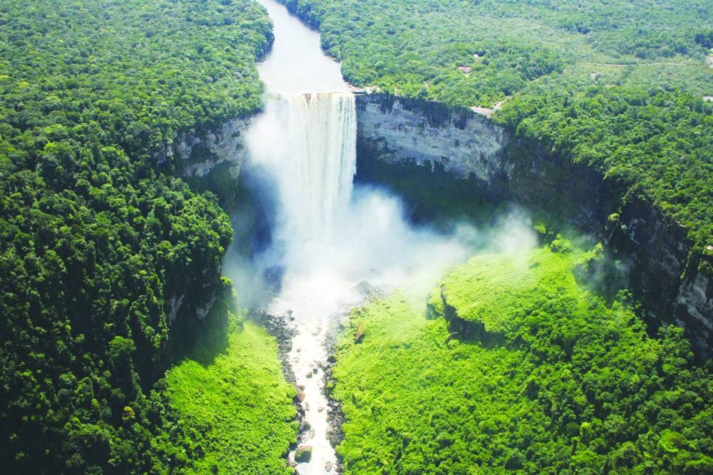 Kaieteur Falls in Guyana is one of the world's tallest and most powerful single drop waterfalls.