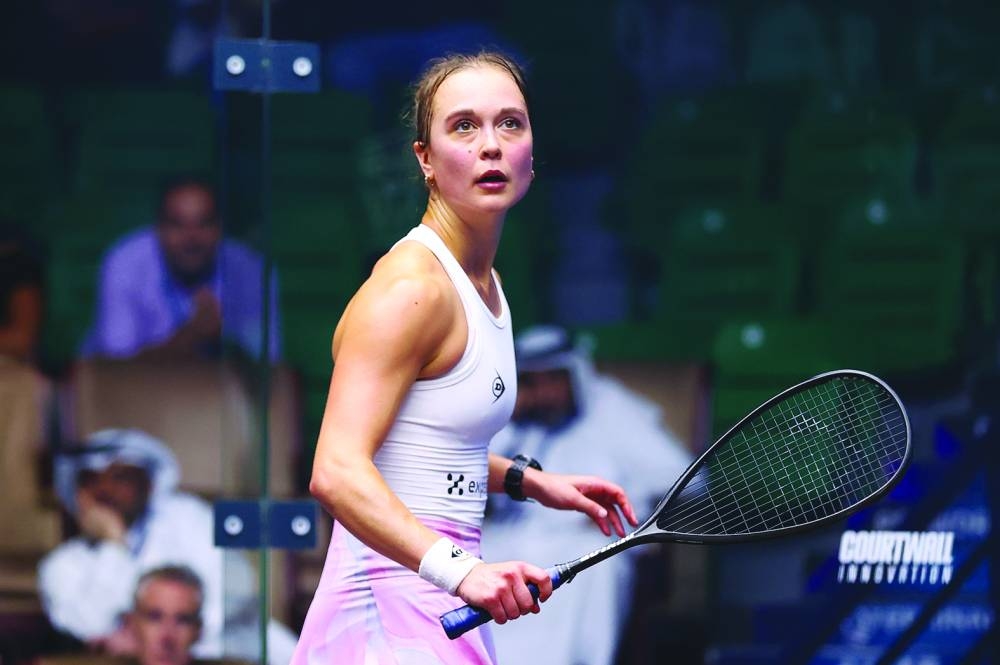 Tinne Gilis of Belgium in action against Salma Hany of Egypt on Wednesday.