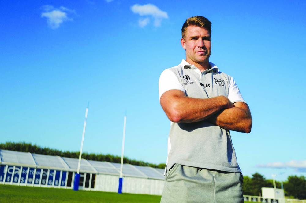Namibia's centre and captain Johan Deysel poses for photographs in Colomiers, south-western France. (AFP)