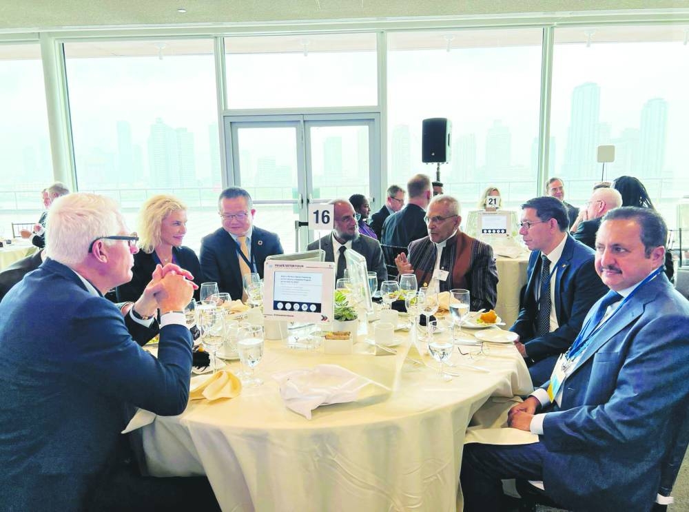 Qatar Chamber chairman Sheikh Khalifa bin Jassim al-Thani at the UN Private Sector Forum 2023 in New York.