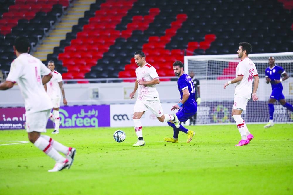 
Action from Al Shamal’s Expo Stars League clash against Muaither yesterday. 