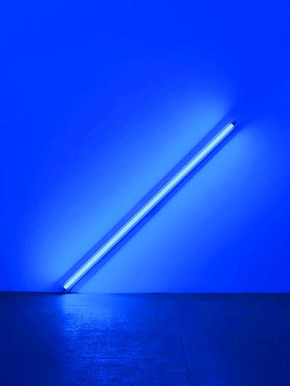 Dan Flavin, the diagonal of May 25, 1963, 1963, blue florescent light.