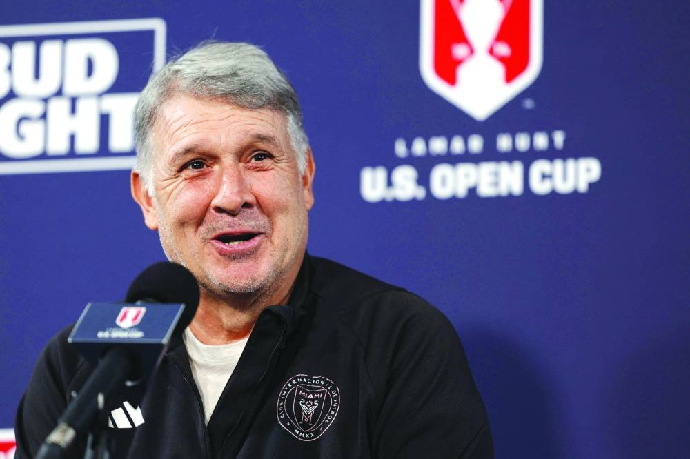 Head Coach Gerardo Martino of Inter Miami CF speaks during a press conference at DRV PNK Stadium in Fort Lauderdale, Florida, on September 20, 2023. (Getty Images via AFP)