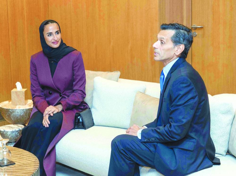 QF Vice-Chairperson and CEO HE Sheikha Hind bint Hamad al-Thani with VCU president Michael Rao on the sidelines of the 25th anniversary event of VCUarts Qatar on Tuesday.