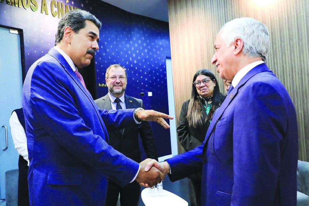 The President of Venezuela Nicolas Maduro receives HE the Minister of State for Foreign Affairs Sultan bin Saad al-Muraikhi.