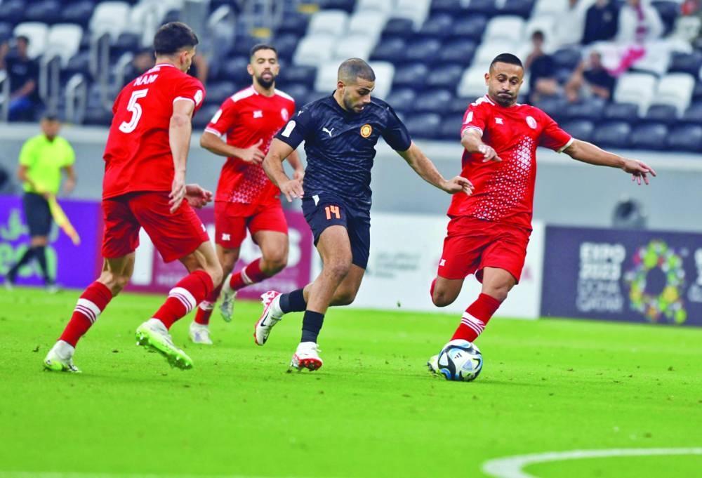 Action from Umm Salal's 3-1 win over Al Shamal 3-1 in Week 5 of the 2023-2024 season Expo Stars League at the Al Bayt Stadium.