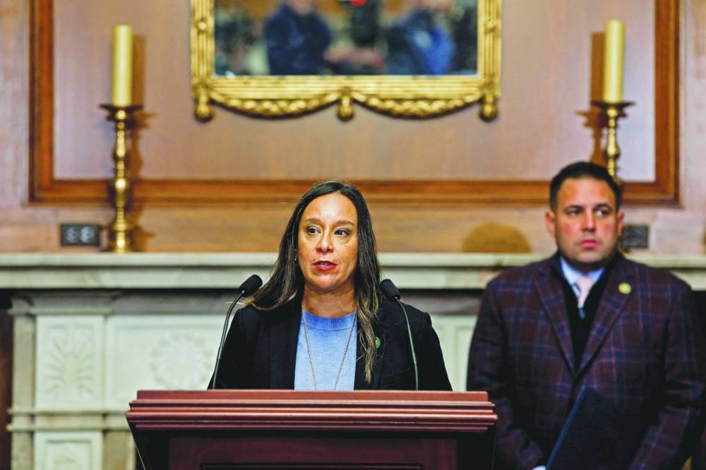 
Rep Monica De La Cruz (R-TX) speaks to reporters during a press conference on funding for the southern border alongside Rep Anthony D’Esposito (R-NY) at the US Capitol Building yesterday in Washington, DC. House Republicans have expressed their wish for funding for the border to be at the forefront of legislation to fund the government ahead of the government shutdown. 