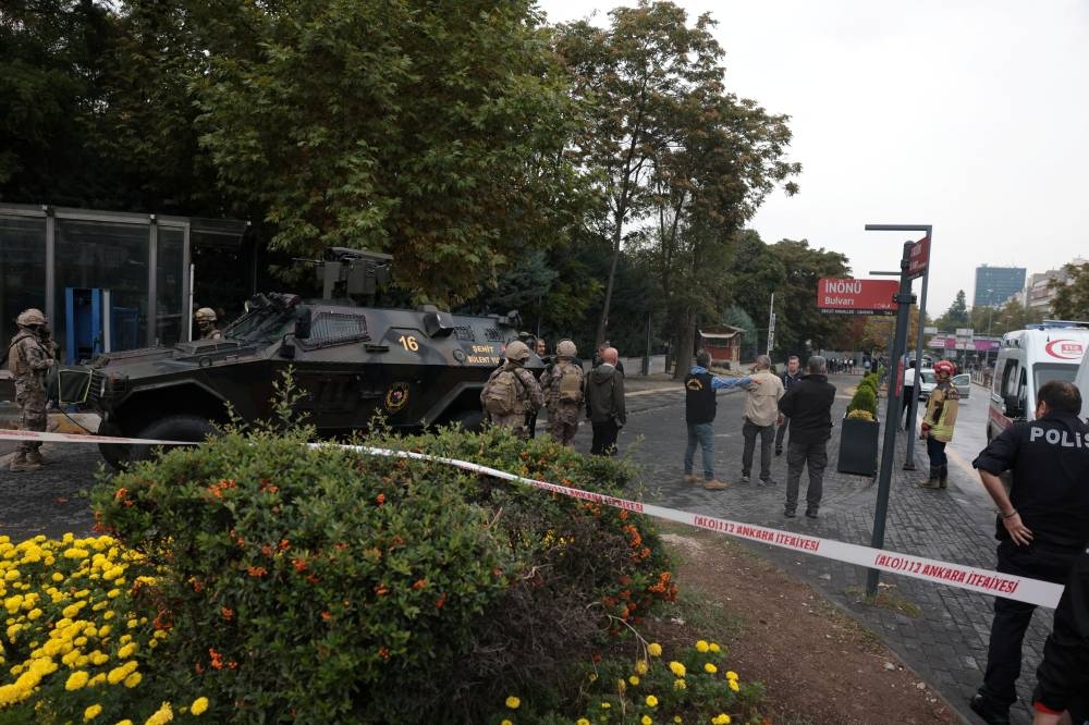 Members of Turkish Police Special Forces secure an area following an explosion near the Interior Ministry in Ankara, Turkiye, Sunday. REUTERS