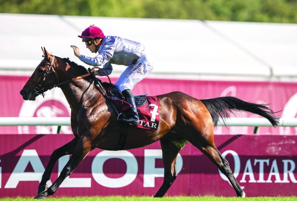 Jockey Christophe Soumillon rides Al Ghadeer to Qatar Arabian World Cup at ParisLongchamp on Sunday. PICTURES: Juhaim 