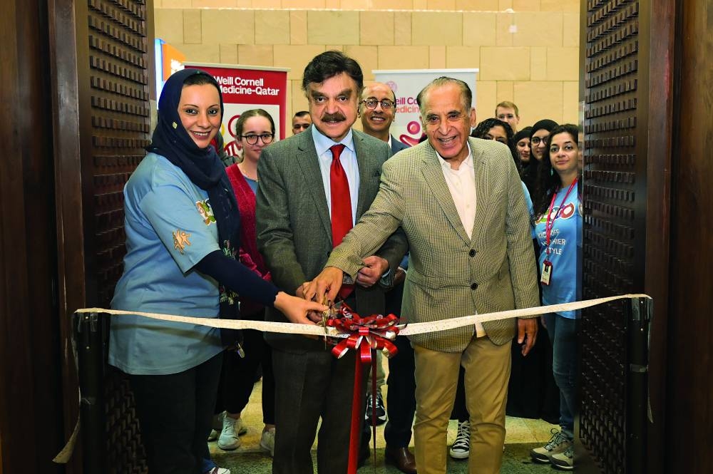 Dr Javaid Sheikh (centre) opens the event along with Dr Sohaila Cheema and Dr Ravinder Mamtani.