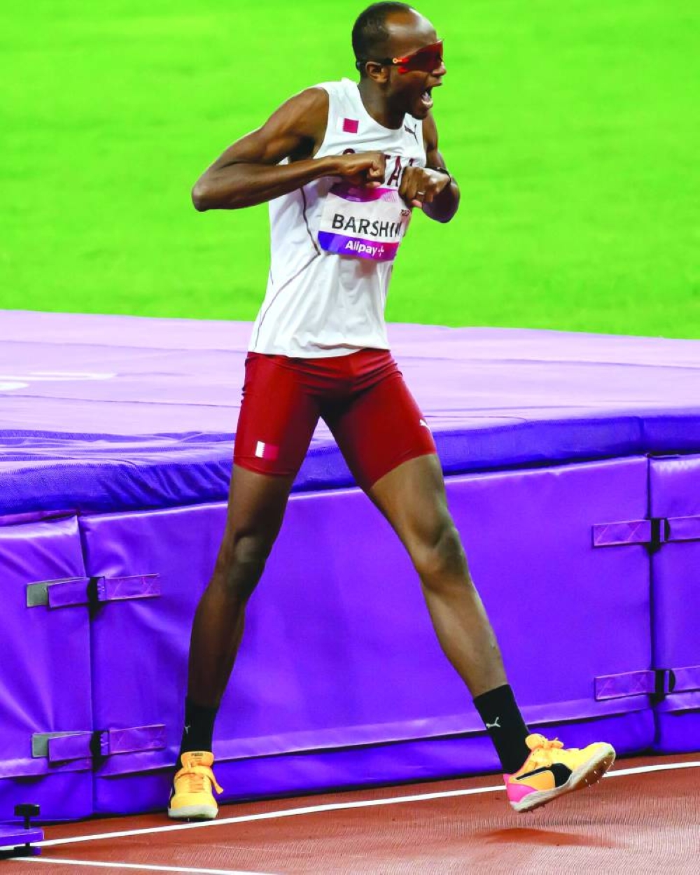 
Mutaz Barshim celebrates after winning Asian Games gold medal in Hangzhou, China. 