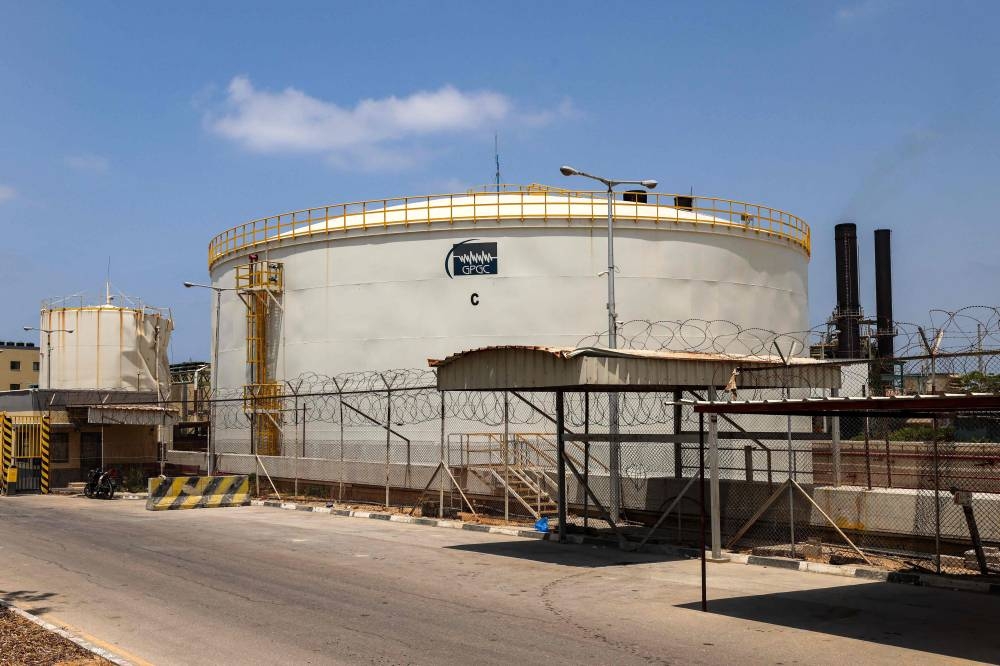 This picture taken on August 6, 2022 shows a view of a fuel silo at the Nuseirat natural gas power station, the sole plant operating in the Palestinian Gaza Strip. The only power plant in the Gaza Strip, which is under Israeli bombardment and siege, shut down on October 11 after it ran out of fuel, said the Palestinian enclave's electricity authority. AFP