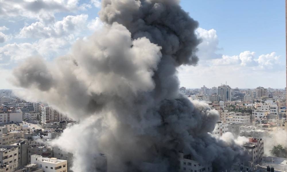 Smoke rises following a blast amid the ongoing conflict between Israel and Hamas, in Gaza City, Wednesday, as seen in this screen grab taken from a handout video. Palestinian Media Group/Handout via REUTERS
