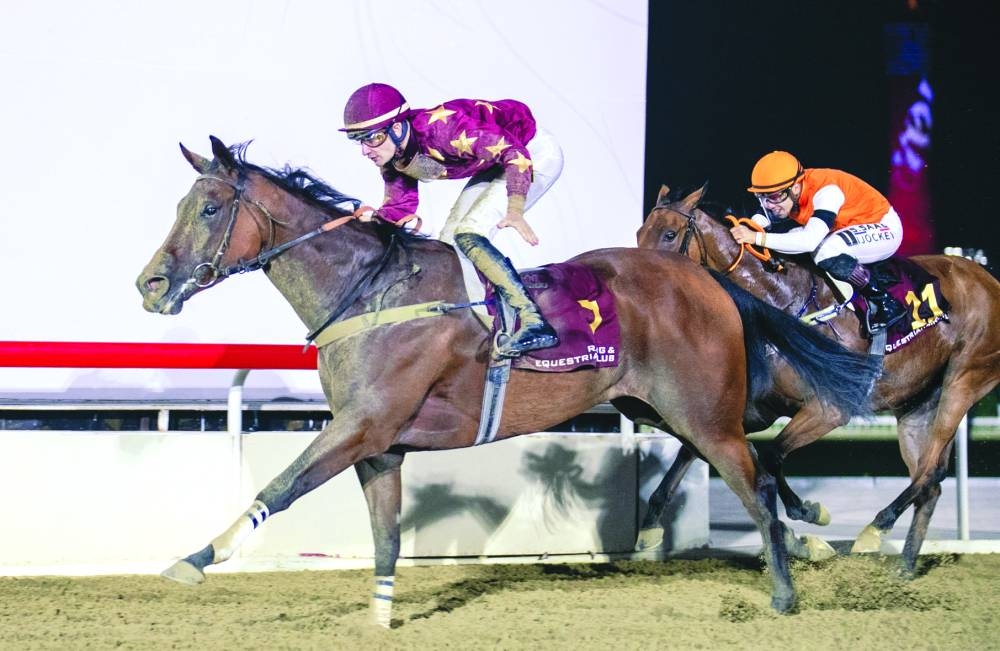 
Jockey Lukas Delozier leads Keel Bay to Al Ghariyah Cup victory. PICTURES: Juhaim 
