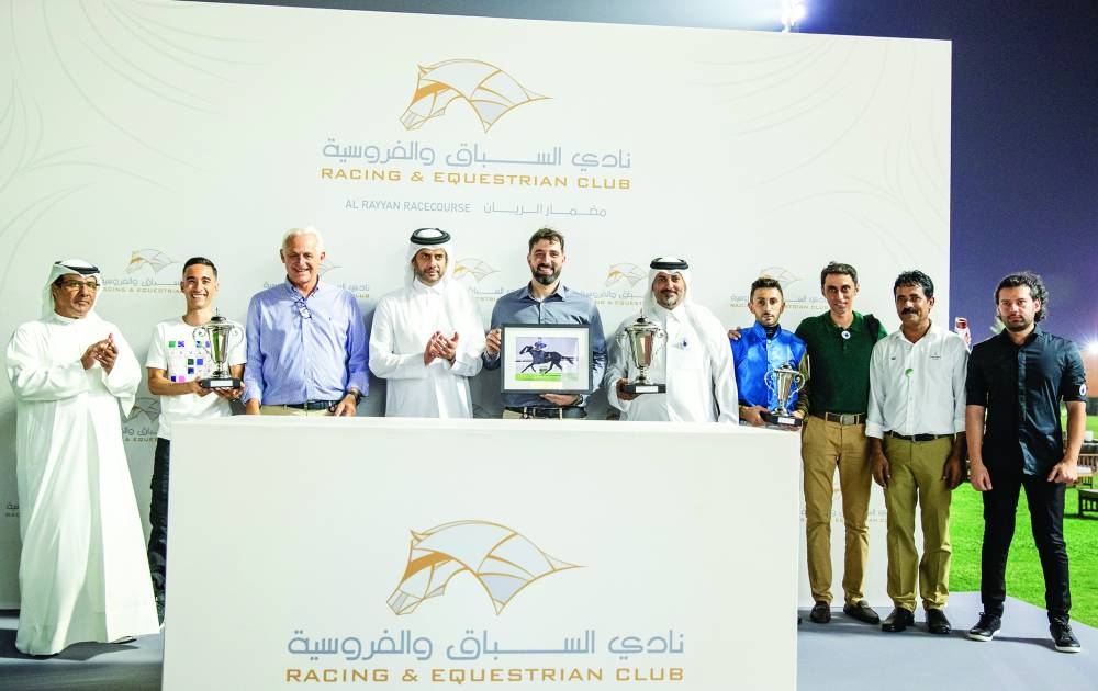 
Hamad bin Abdulrahman al-Attiyah, Vice-Chairman of QREC and Chairman of the Asian Equestrian Federation, presented the trophies to connections of Wathnan Racing’s Equinoxe, which won the Al Hamla Cup.
 