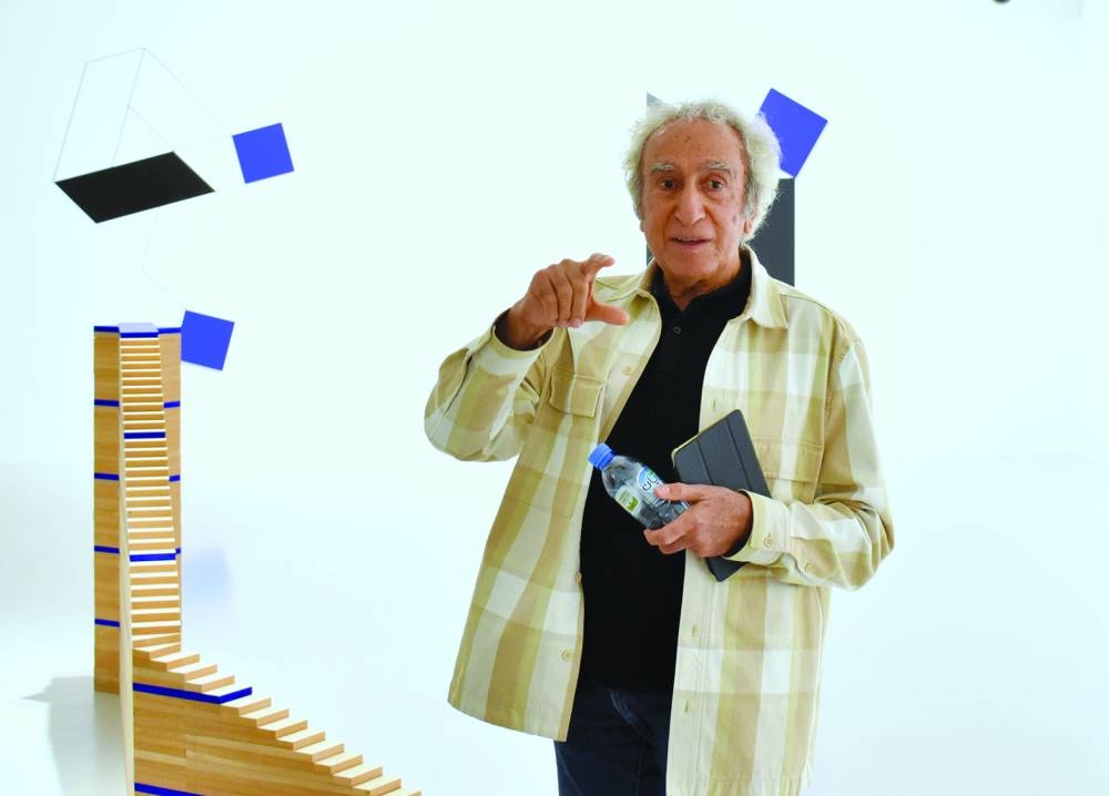 Iraqi artist Mehdi Moutashar showcases his works  to the media at Mathaf Wednesday. PICTURE: Thajudheen