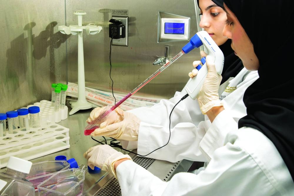 Two QU Health faculty members engaged in research.