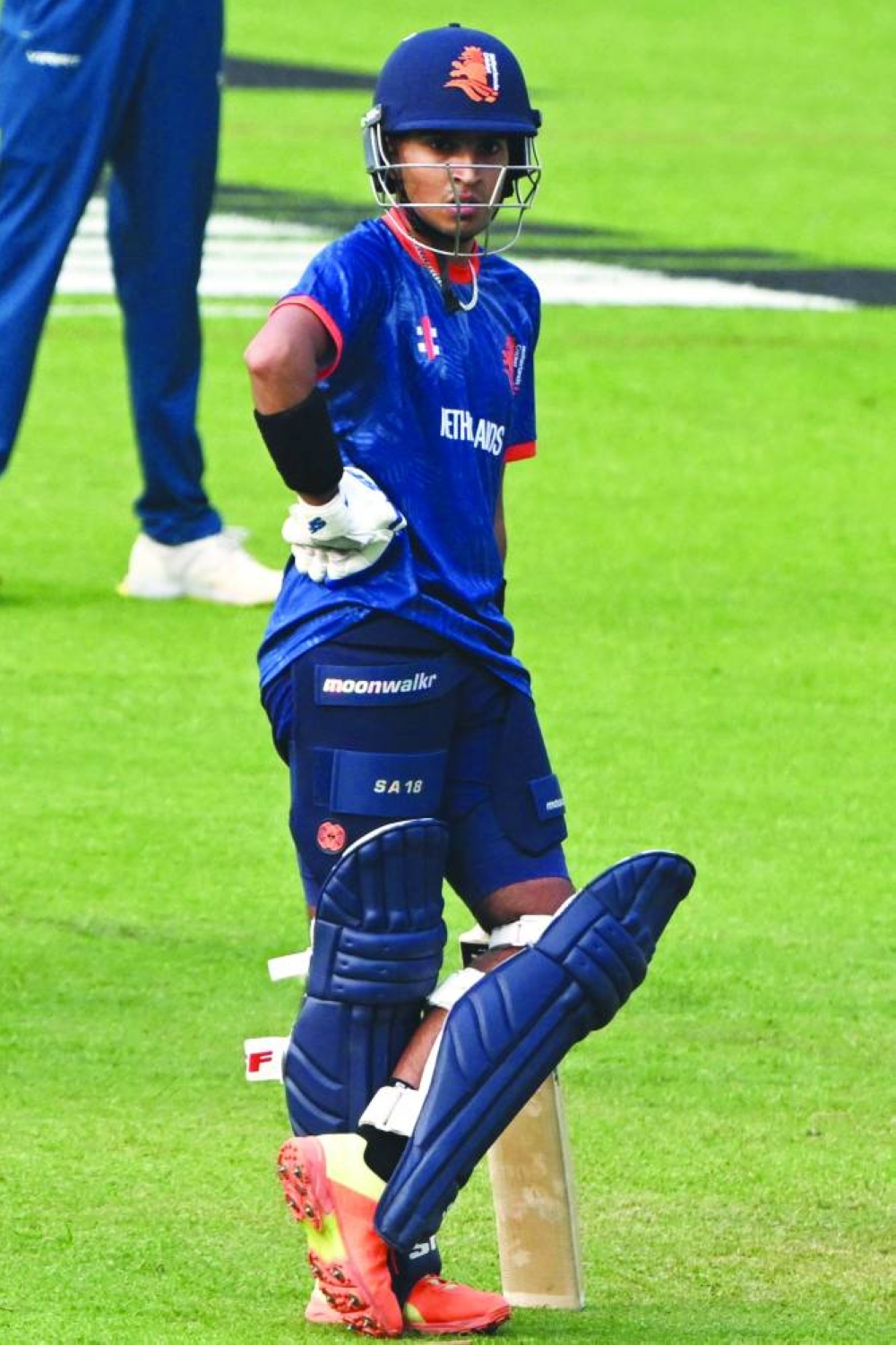 Netherlands’ Shariz Ahmad attends a practice session at the Eden Gardens Stadium in Kolkata on Friday. (AFP)