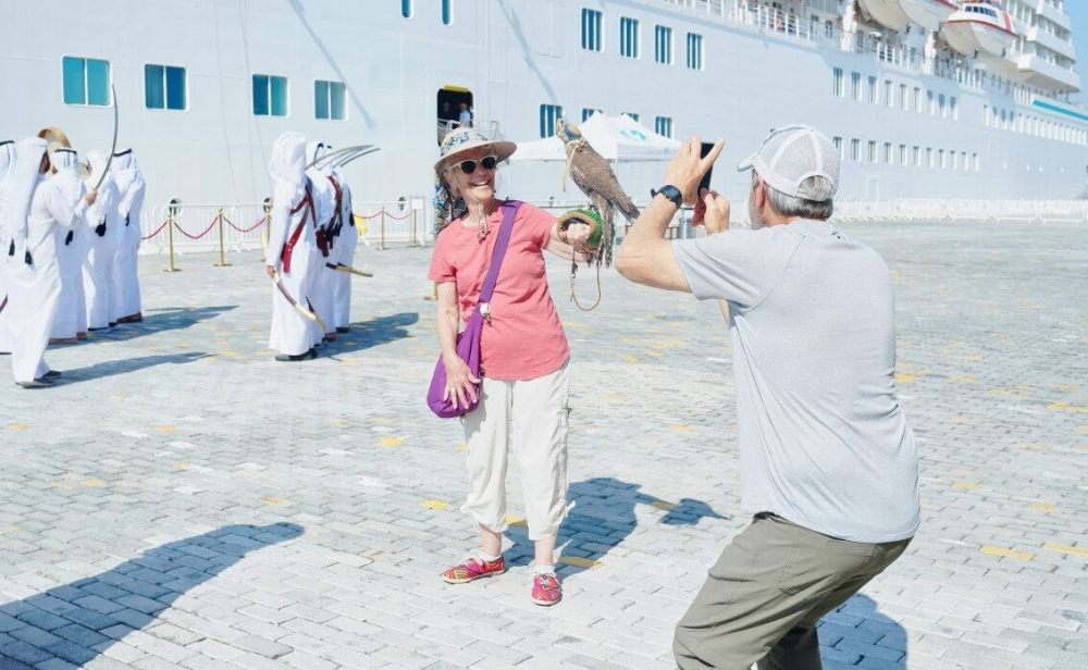 The luxury cruise ship, 'Crystal Symphony,'  at Doha Port