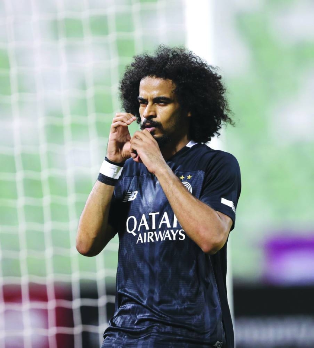
Al Sadd’s Akram Afif celebrates after scoring against Muaither. 