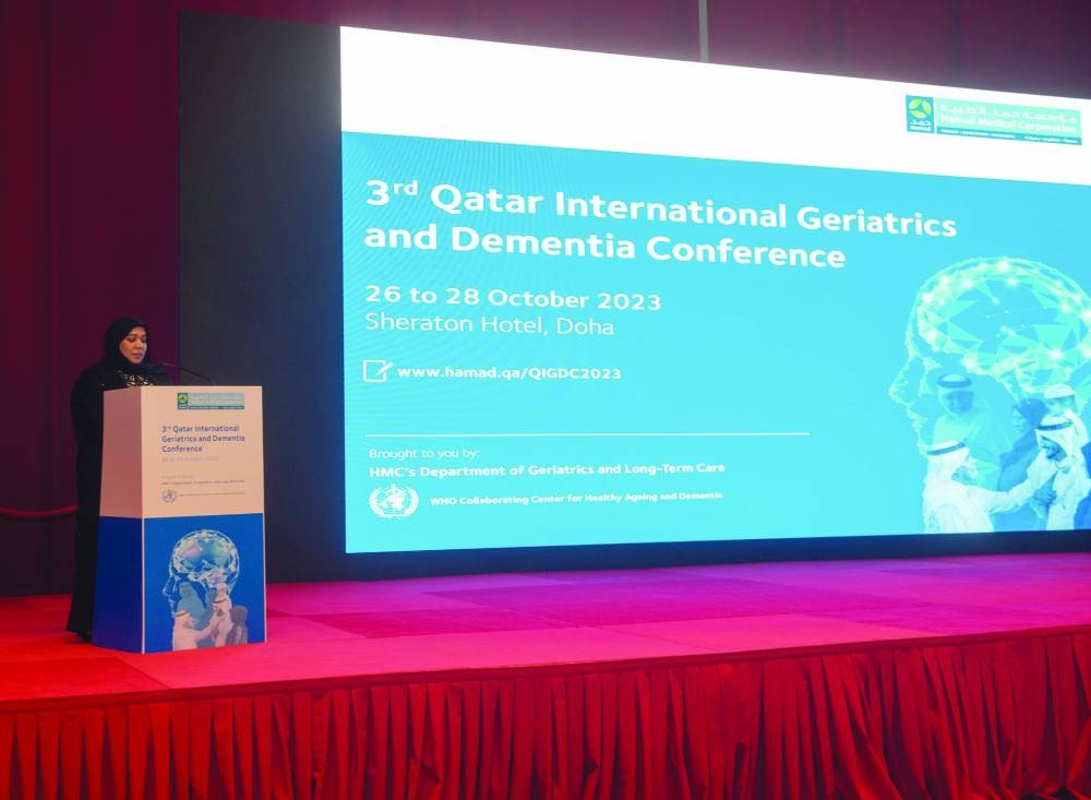 HE the Minister of Public Health Dr Hanan Mohamed al-Kuwari with dignitaries and officials at the conference.