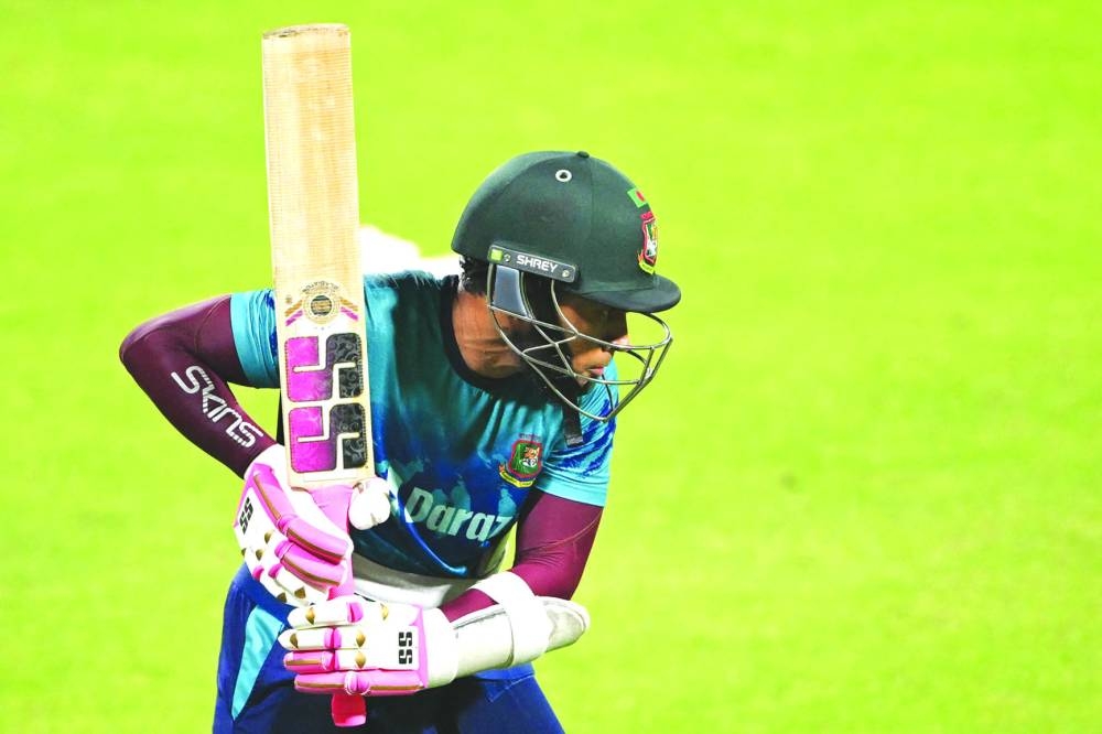 Bangladesh’s Mushfiqur Rahim during a practice session on Monday. (AFP)