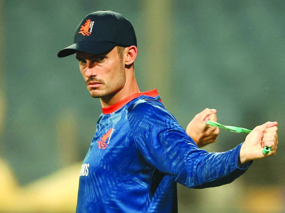 Netherlands’ Scott Edwards during practice in Pune on Tuesday. (AFP)