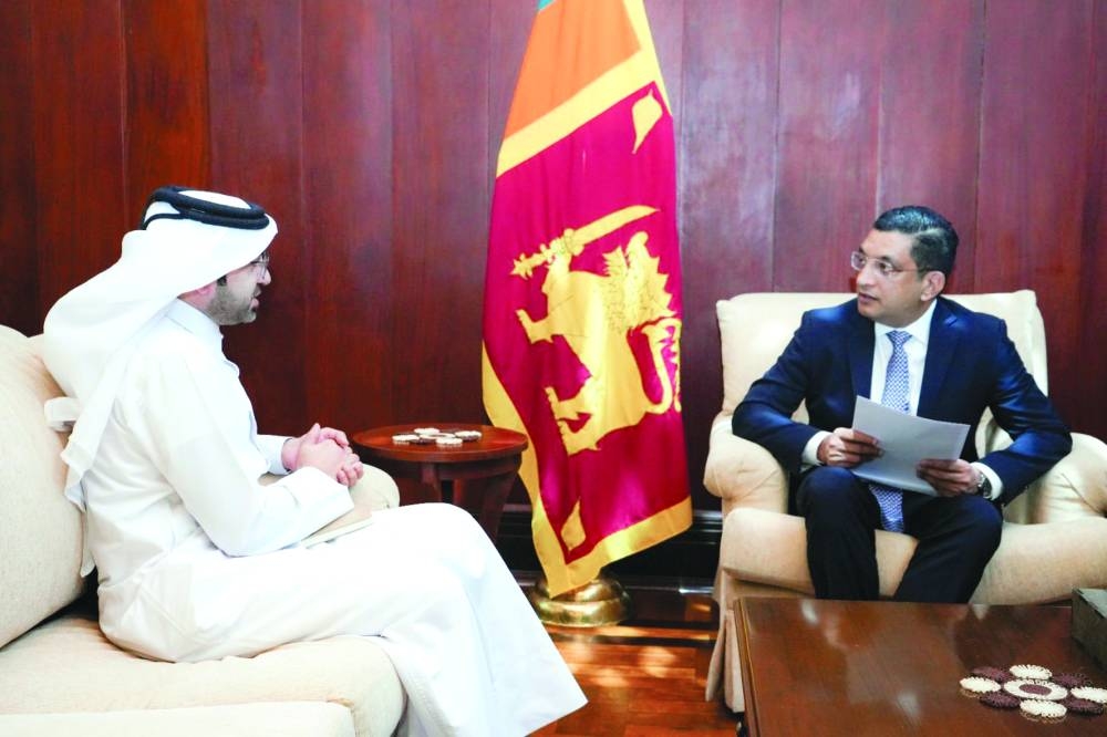 ​​​​​​​Sri Lankan Foreign Minister Ali Sabry meets with acting charge d'affaires at the Qatari embassy in Colombo Ali bin Hassan al-Emadi.