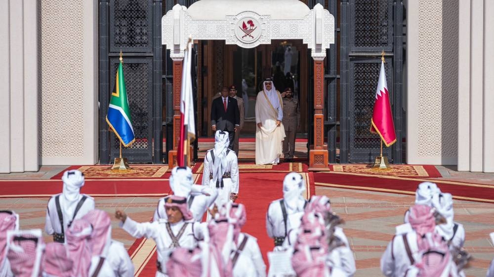 The President of the Republic of South Africa Cyril Ramaphosa being accorded a ceremonial reception.
