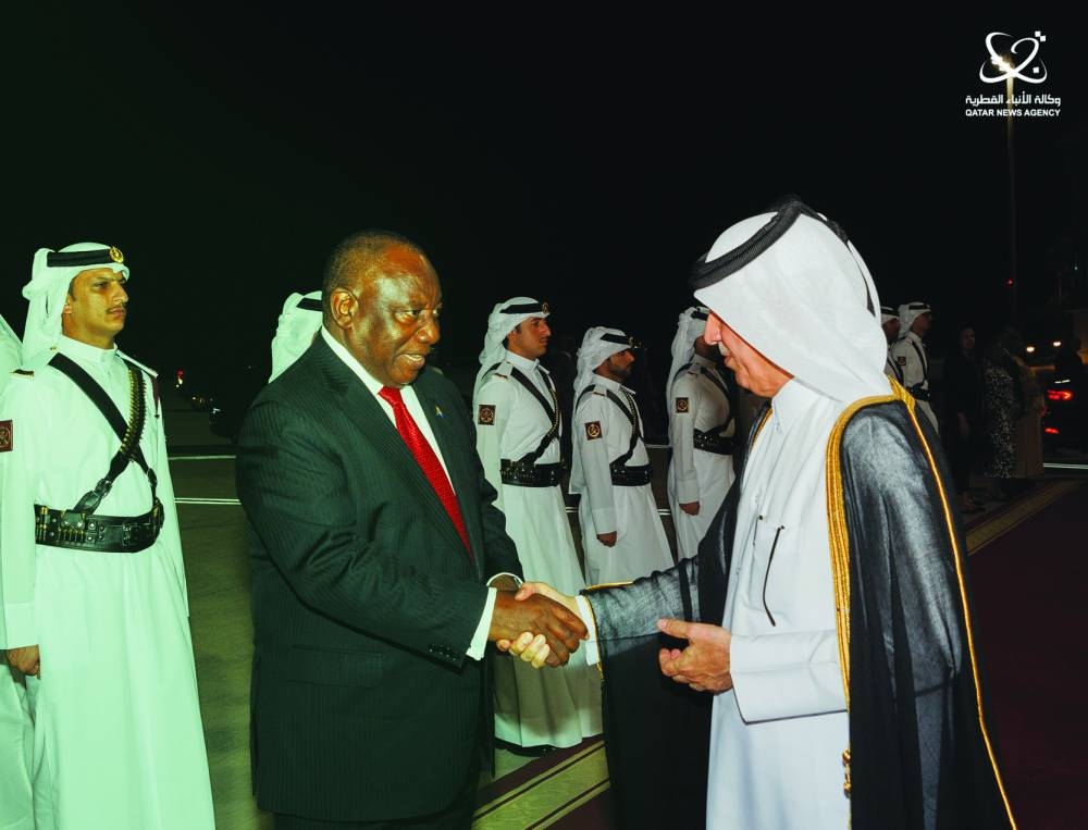 South African President Cyril Ramaphosa is seen off at airport after his visit to Qatar earlier this week. 