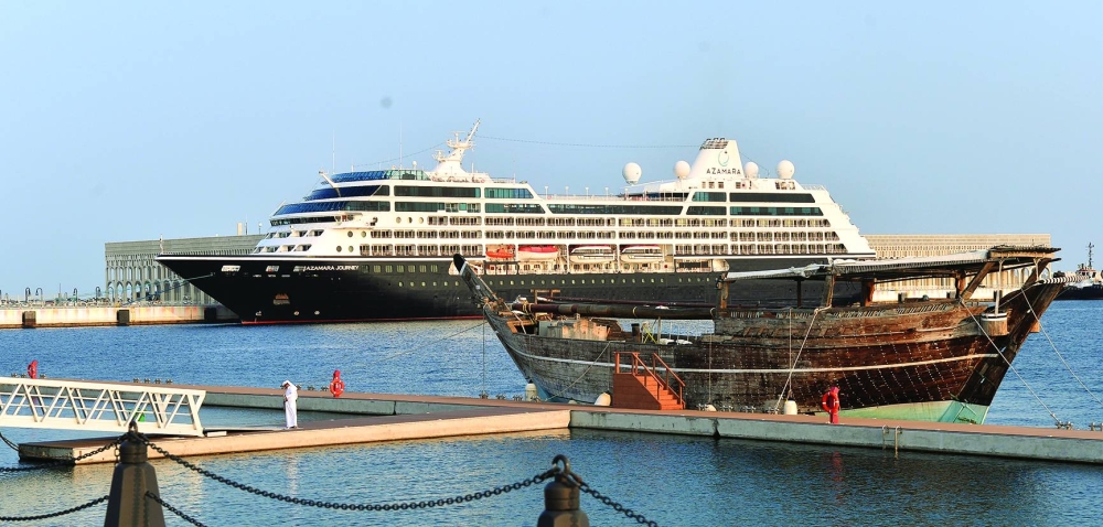 With the beginning of the cruise season, ships with tourists have started arriving at the Old Doha Port cruise terminal. A cruise ship and a traditional dhow are seen Friday afternoon. PICTURE: Shaji Kayamkulam