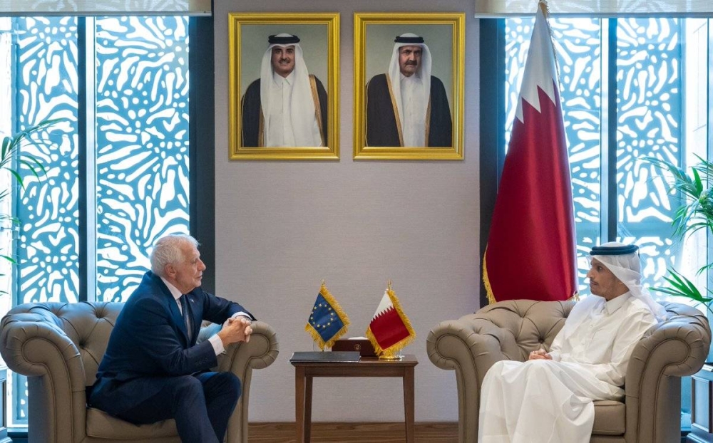 HE the Prime Minister and Minister of Foreign Affairs Sheikh Mohammed bin Abdulrahman bin Jassim Al-Thani meets with the High Representative of the European Union (EU) for Foreign Affairs and Security Policy Josep Borrell.