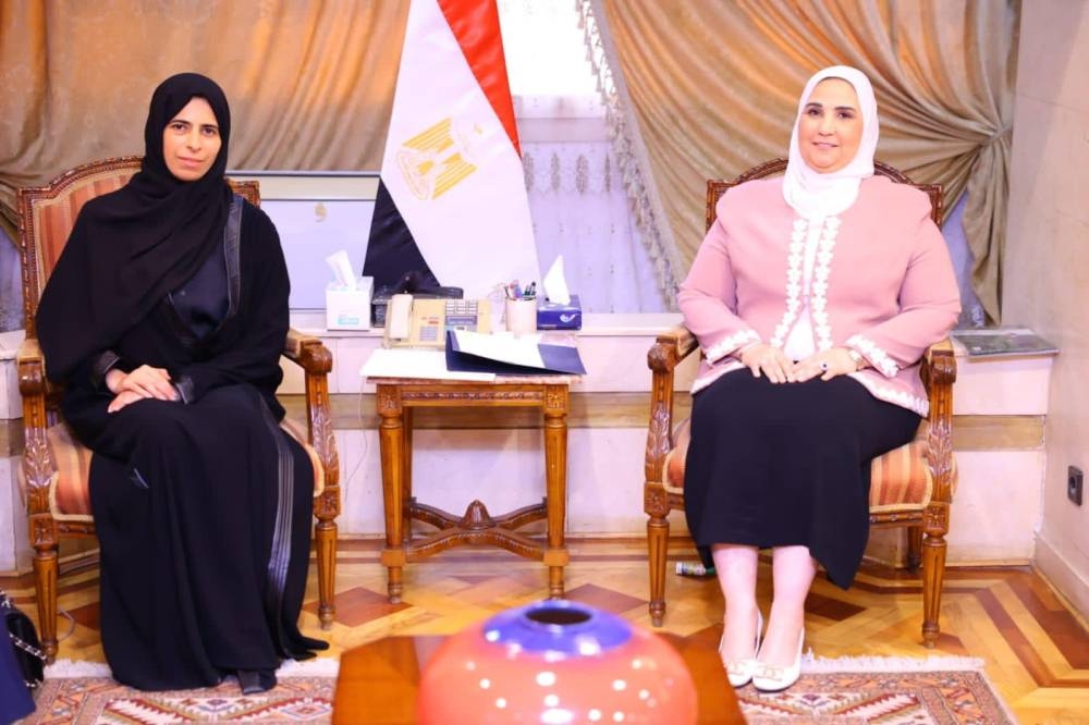 HE the Minister of State for International Co-operation at the Ministry of Foreign Affairs Lolwah bint Rashid AlKhater meets with Egyptian Minister of Social Solidarity Dr Nevin Riyad al-Kabbaj.