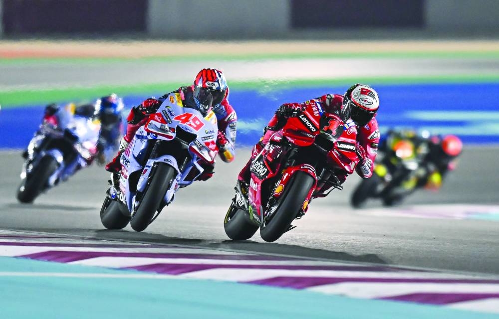 
Ducati Lenovo Team’s Francesco Bagnaia (right) and Gresini Racing’s Fabio Di Giannantonio battle for the lead. 
