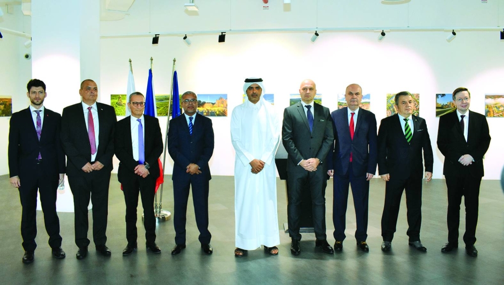 Czech ambassador Chalupsky and Katara's al-Dosari with ambassadors from different missions in Doha.