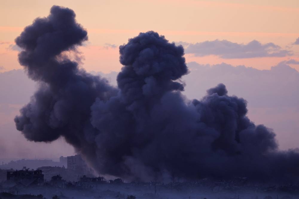 Smoke rises after Israeli air strikes in Gaza, as seen from southern Israel, on Tuesday. REUTERS
