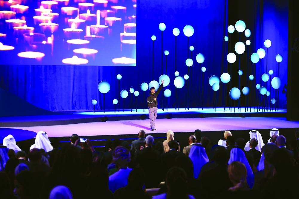 15 year-old Palestinian rapper MC Abdul performing at the opening session of WISE 2023.